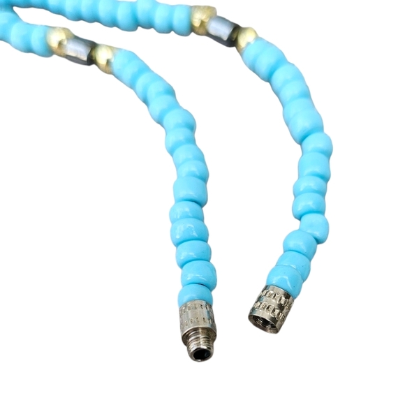 Handmade Beaded Choker Necklace 17" Turquoise Blue Seed Bead Gold Black Boho - Picture 7 of 10